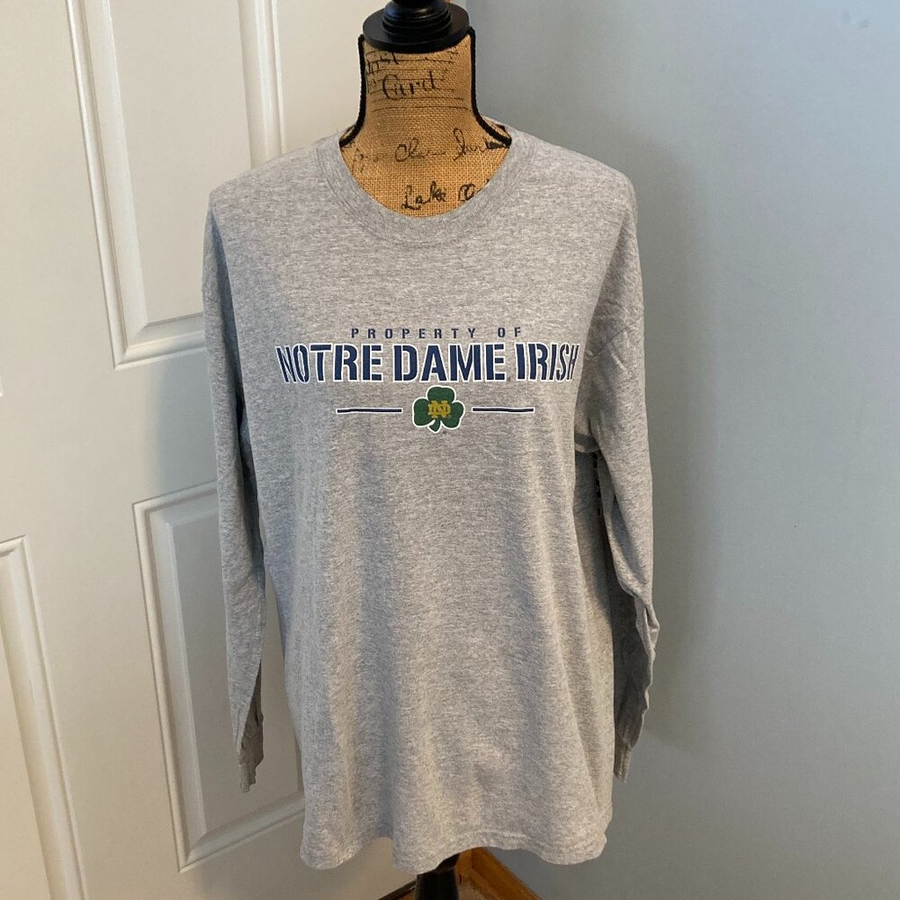 Briar Creek Vintage Notre Dame Gray T Shirt Long Sleeve Unisex Adult L